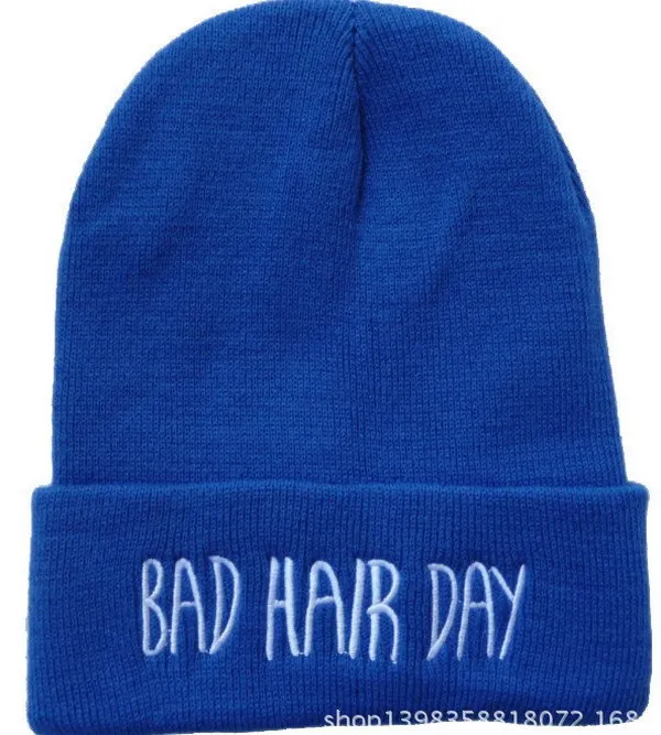 Модная зимняя в стиле бини мужская шапка Wowen Bad Hair Day Hat Beanie вязаные шапки в стиле хип-хоп женская маска теплая шапка s Лидер продаж - Цвет: Blue