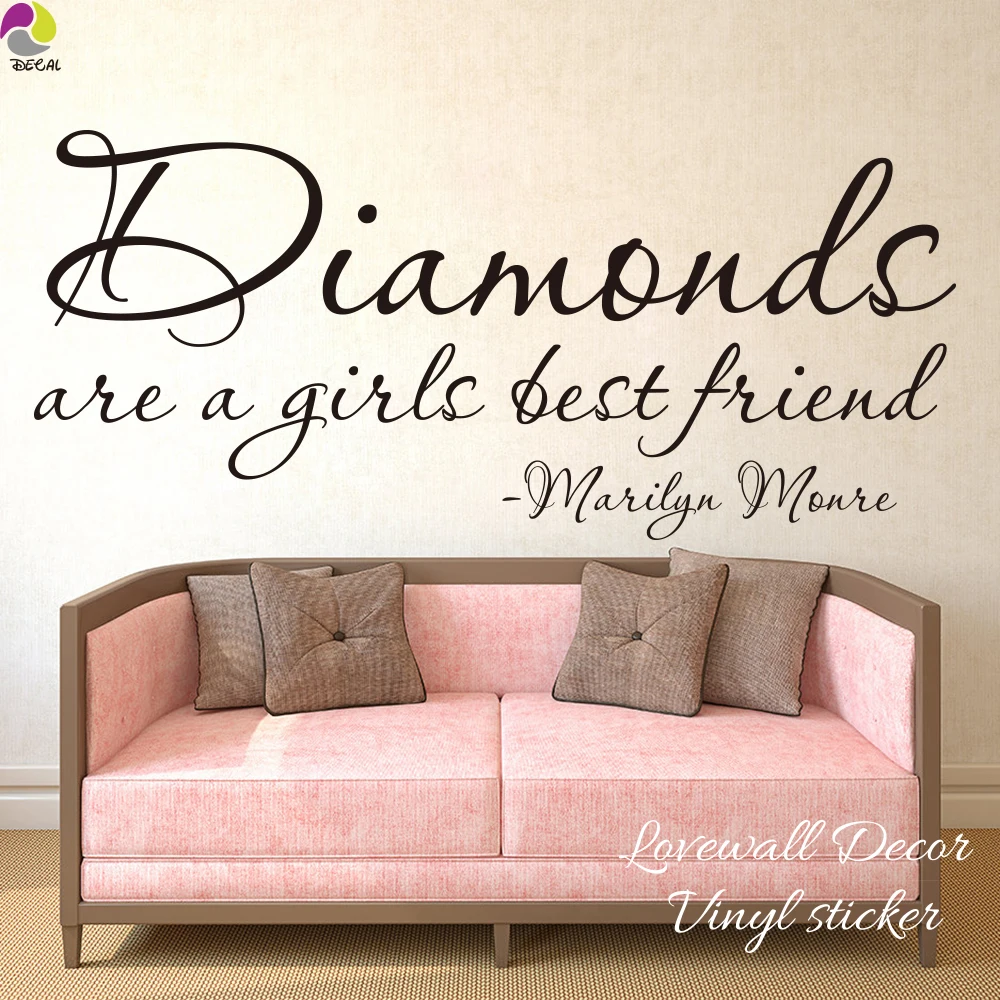 Diamonds Are A Girls Best Friend  Marilyn Monroe Quote Wall Sticker Bedroom Girls Room Super Star Music Film Inspiration Decal (2)