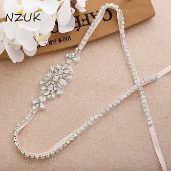 

Crystal Wedding Belt With Pearls Rhinestones Ribbons Silver Bridal Belt Sash For Wedding Dress Y192S
