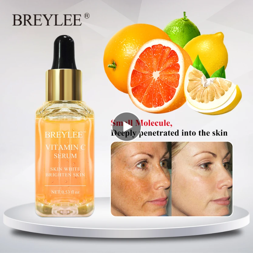 

BREYLEE Vitamin C Serum Face Whitening Essence Brighten Skin Facial Skin Care Fade Dark Spots Remove Freckle Dark Circle Remover