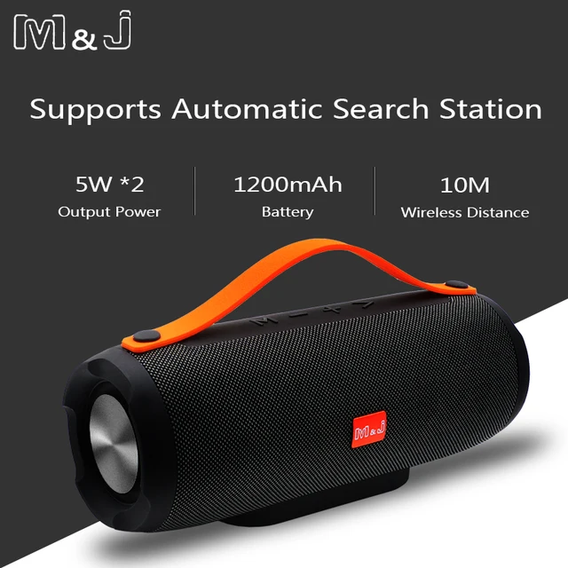 M&J Portable wireless Bluetooth Speaker Stereo big power 10W system TF FM Radio Music Subwoofer Column Speakers for Computer -