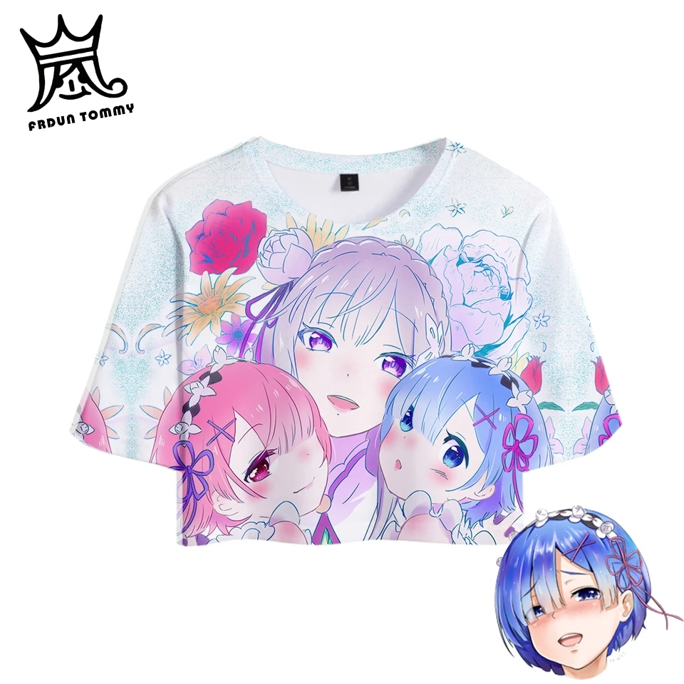 

Re:Life in a different world from zero Summer Shorts Crop tops T-shirt ram rem Women Sexy Clothes Hot Sale Casual Harajuku