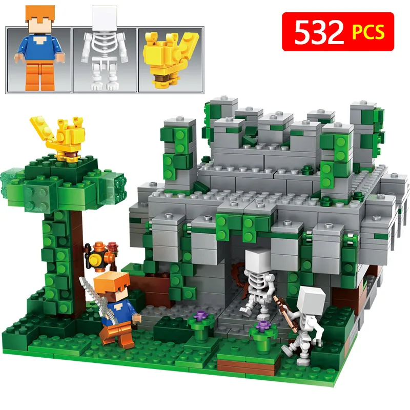 

Figures DIY Compatible LegoINGLYs Minecrafted Building Blocks The Jungle Temple Model My World bricks Children Brthday Gift