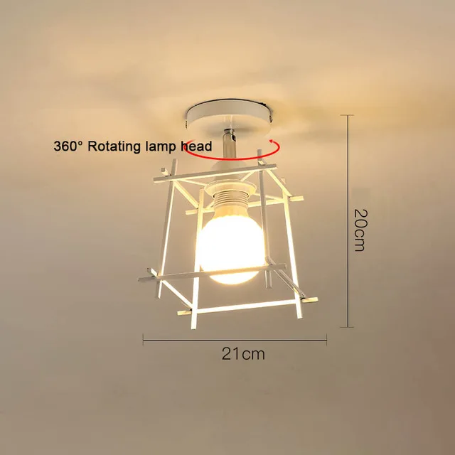 Винтаж Лофт черный железной клетке светодиодный потолочный светильник Nordic света металла для Кухня Спальня балкон Asile бар E27 потолочный светильник - Цвет корпуса: item k
