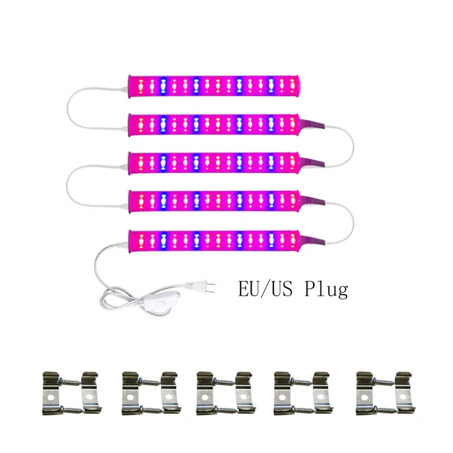 Светодиодная лампа для выращивания растений, 660нм, красный и 450нм, синий, полный спектр, светодиодная лампа для выращивания растений в помещении, переключатель для роста цветов, провод - Испускаемый цвет: 5 piece and plug