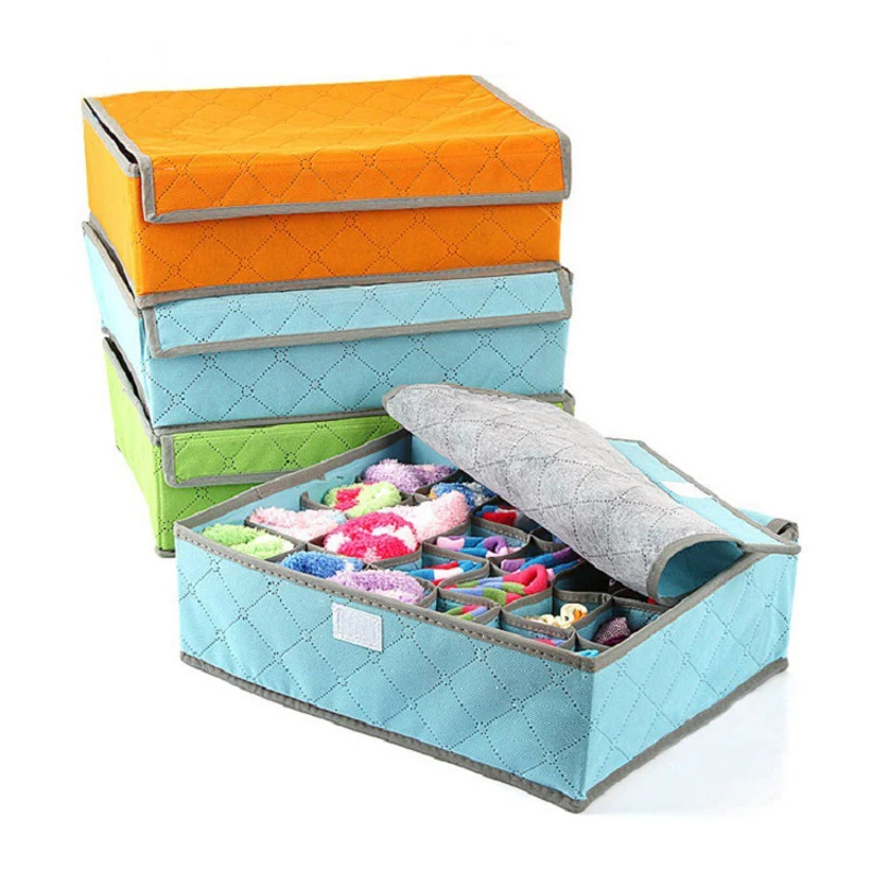

Simanfei Underwear Storage Box 2017 New Design 24 Cells Large Capacity Folding Non-woven Bra Socks Storage Boxes Home Organizer