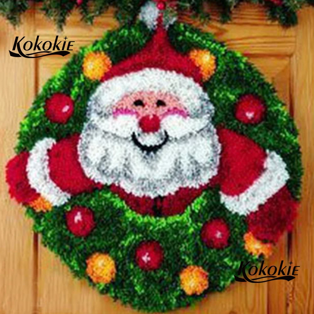 

diy tapijt latch hook kits rug printed canvas diy Christmas santa decor needle for carpet embroidery pattern latch hook kussen