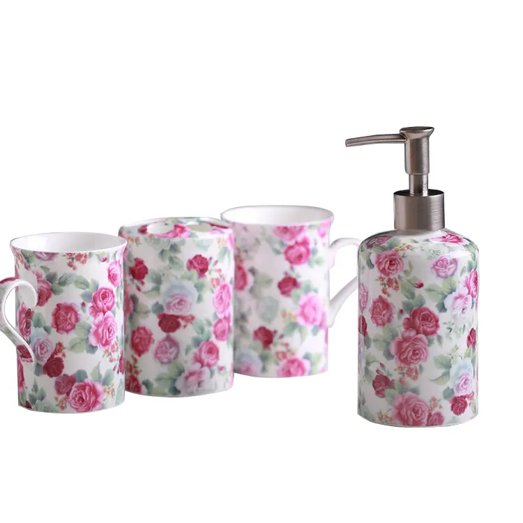 Soap Dish Dispenser Toothbrush Holder &amp Tumbler Ceramic 5-Piece Bone China Bathroom Accessory Set | Дом и сад