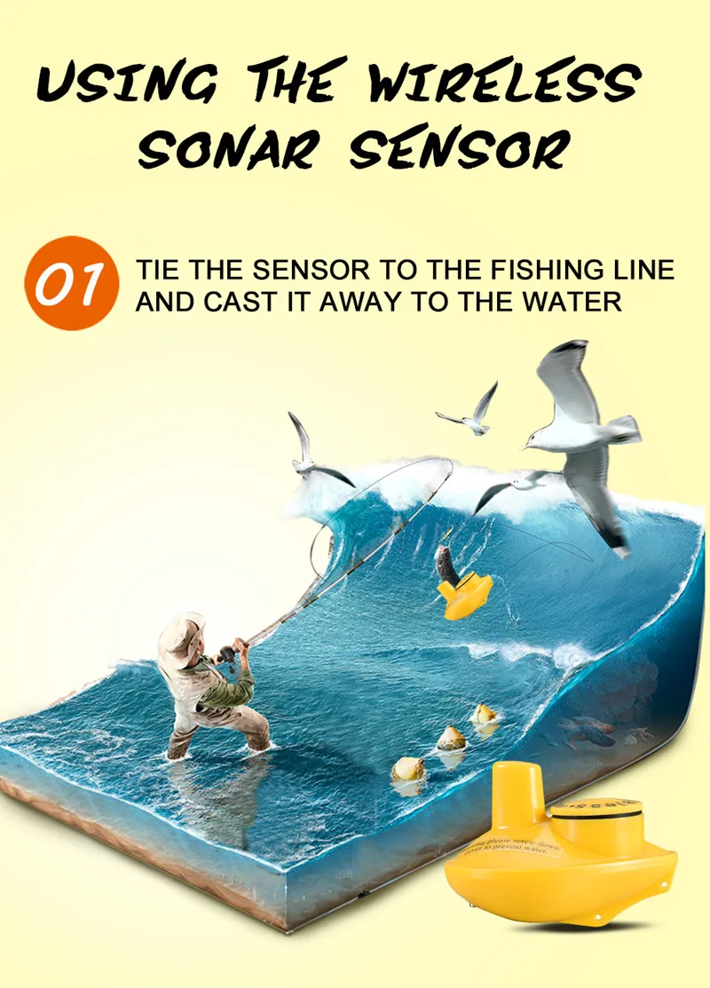 Deeper Findfish FFW718 Wireless Remote Sonar Sensor FishFinder Depth Sounder Alarm 125KHZ Water Depth Electronic Fishing Lure (4)