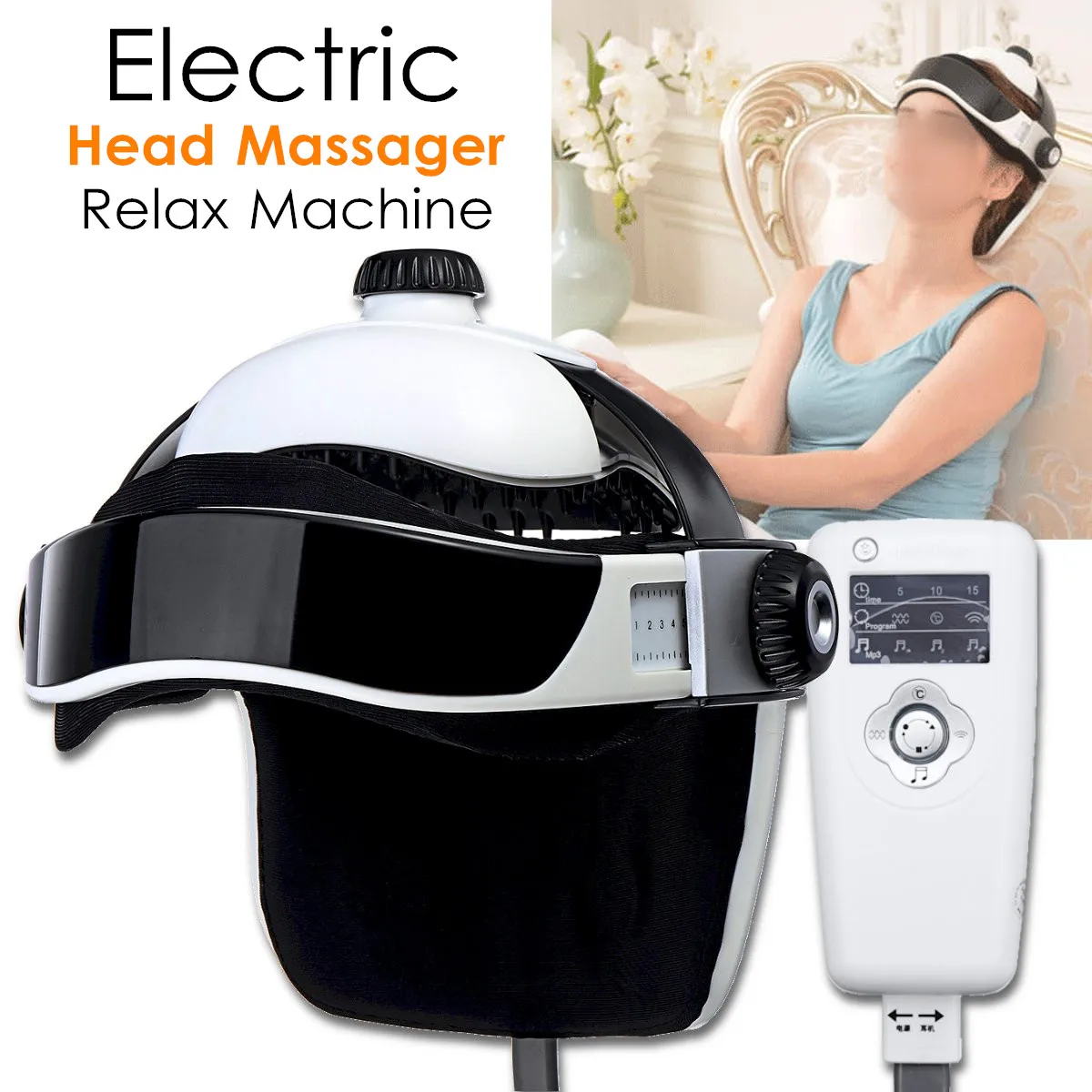 Электрический массаж головы машина давление воздушным потоком Вибрация Релаксация музыкальный шлем массажер акупунктурные точки физиотерапия комплект