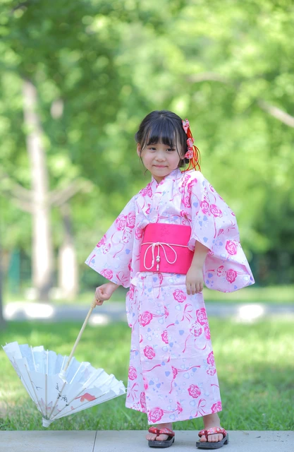 2019 nuovo rosa giapponese del bambino della ragazza del kimono abito  carino kid yukata con i bambini della cinghia di costumi di danza bambino  Tradizionale kimono Costumi - AliExpress