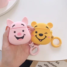 Чехол для AirPods, милый мультяшный защитный чехол, беспроводной чехол для наушников Air pods 2, чехол для наушников с кольцом на палец