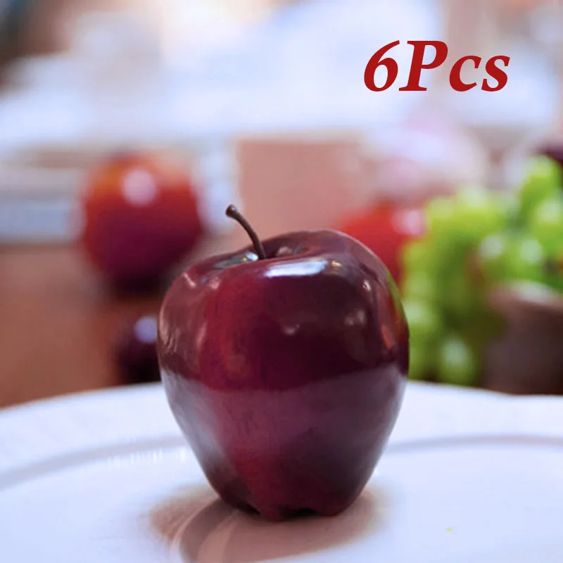  6pcs Red Delicious Mini Artificial Fruits Decorative Artificial Apples Teaching Kids Fruit Vegetabl - 4000463419387