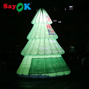 Online SAYOK 4.5m Inflatable Christmas Tree Decoration With Air Blower, Full Printing, Custom Advertisement Logo