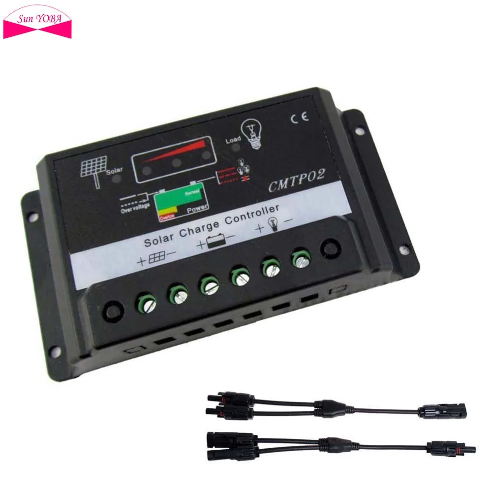 

1PCS 15A MPPT 12V/24V Solar Panel Charge Controller Battery Regulator Safe Protection Auto Switch + MC4 Y Cable Connectors