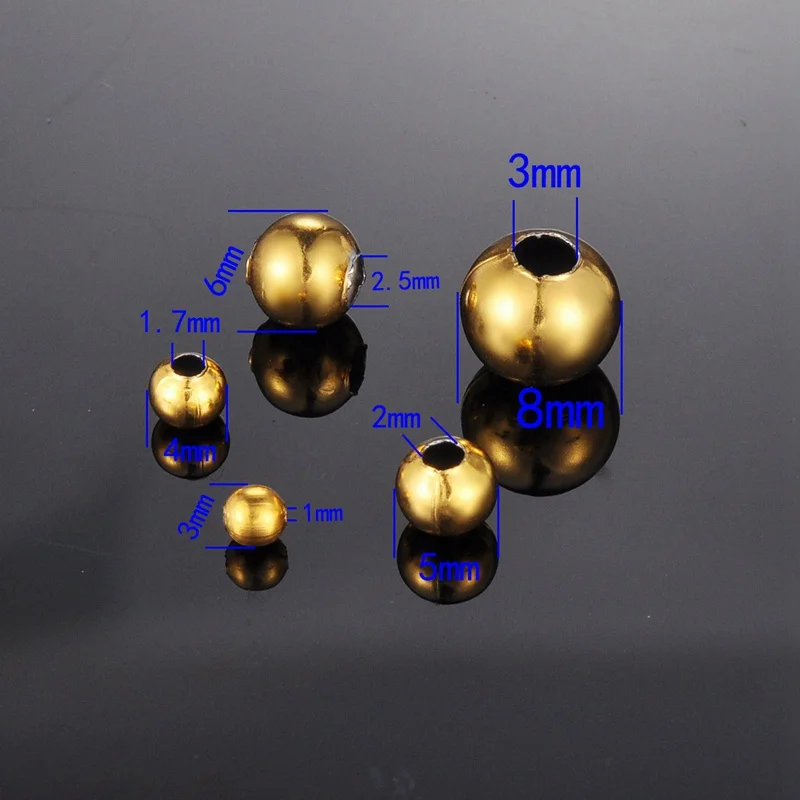 

FUNIQUE 30PCs Shiny Gold Color Round Beads Blank Stainless Steel Beads Findings For Jewelry DIY Gift Metal Beads 3/4/5/6/8mm New