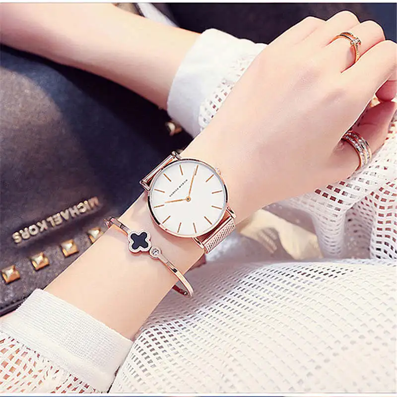 Роскошные женские часы, браслет из нержавеющей стали, наручные часы, ультра-тонкие женские часы, Япония, движение, водонепроницаемые, женский подарок, DW