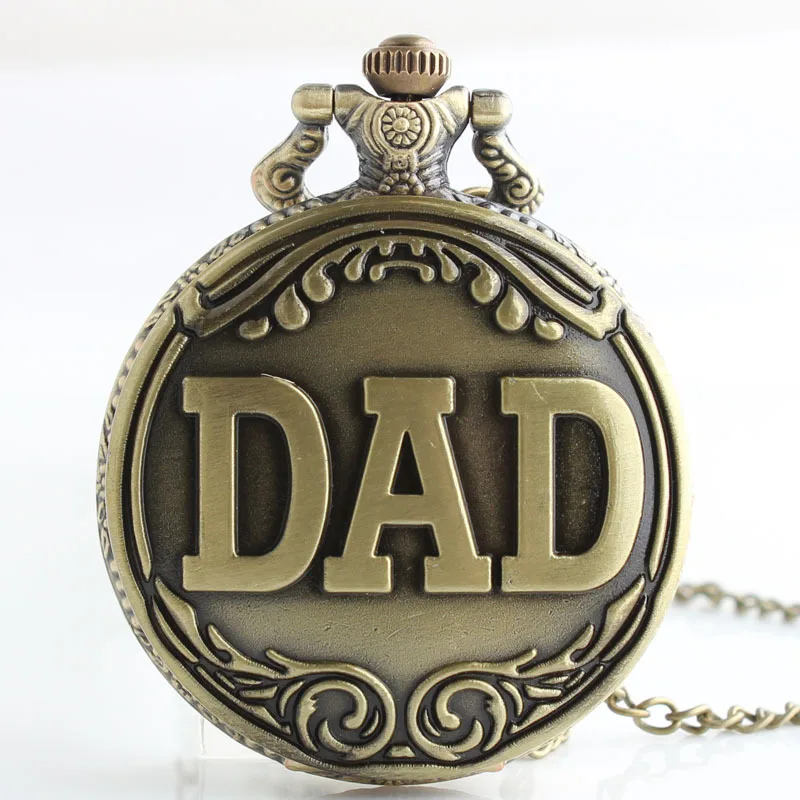 Antique Engraving DAD Pocket FOB Watches Men Women Gift Pendant Watches