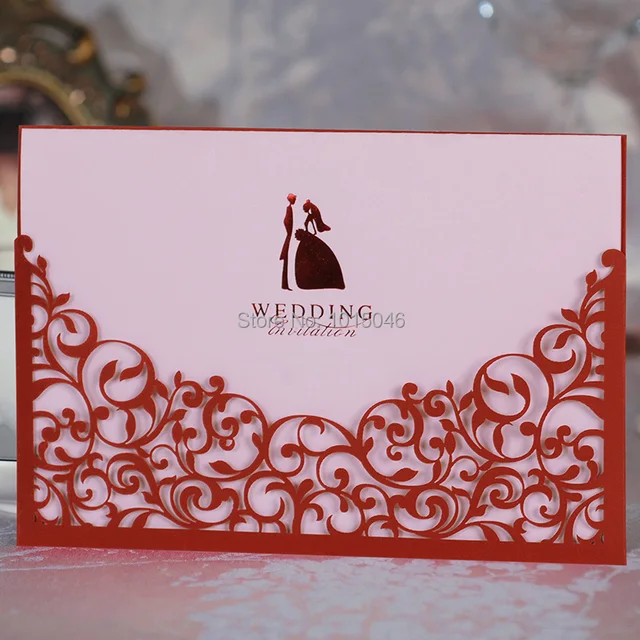envo gratis 20x rojo cortado con lser tarjeta de invitacin de boda personalizada con el sobre