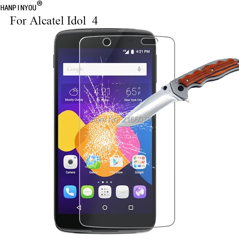 

New 9H 2.5D Tempered Glass Screen Protector For Alcatel One Touch Idol 4 6055 Idol4 5.2" Protective Film + Clean Tools