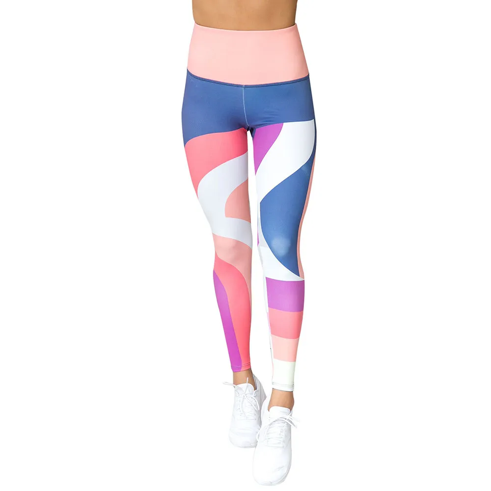 Высококачественные модные женские цветные штаны с геометрическим узором, спортивные штаны для йоги, фитнеса с принтом, ropa mujer, леггинсы, штаны для бега - Цвет: A