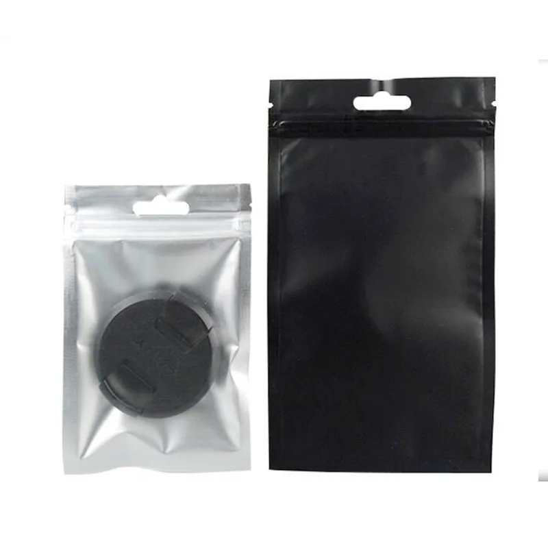 9x15cm/10x18cm 100pcs Metallic Mylar ziplock bags flat bottom Black