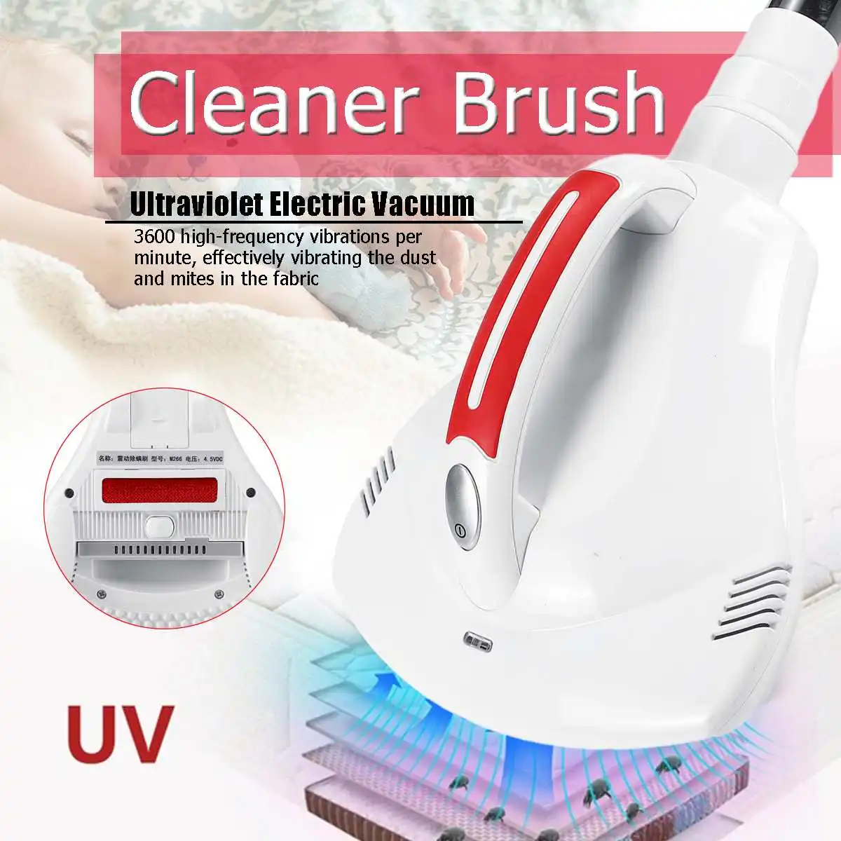 

Household Handheld Bed Vacuum Cleaner Customized UV Lamp Small Vibration Mite Removal Machine Mites Sterilization