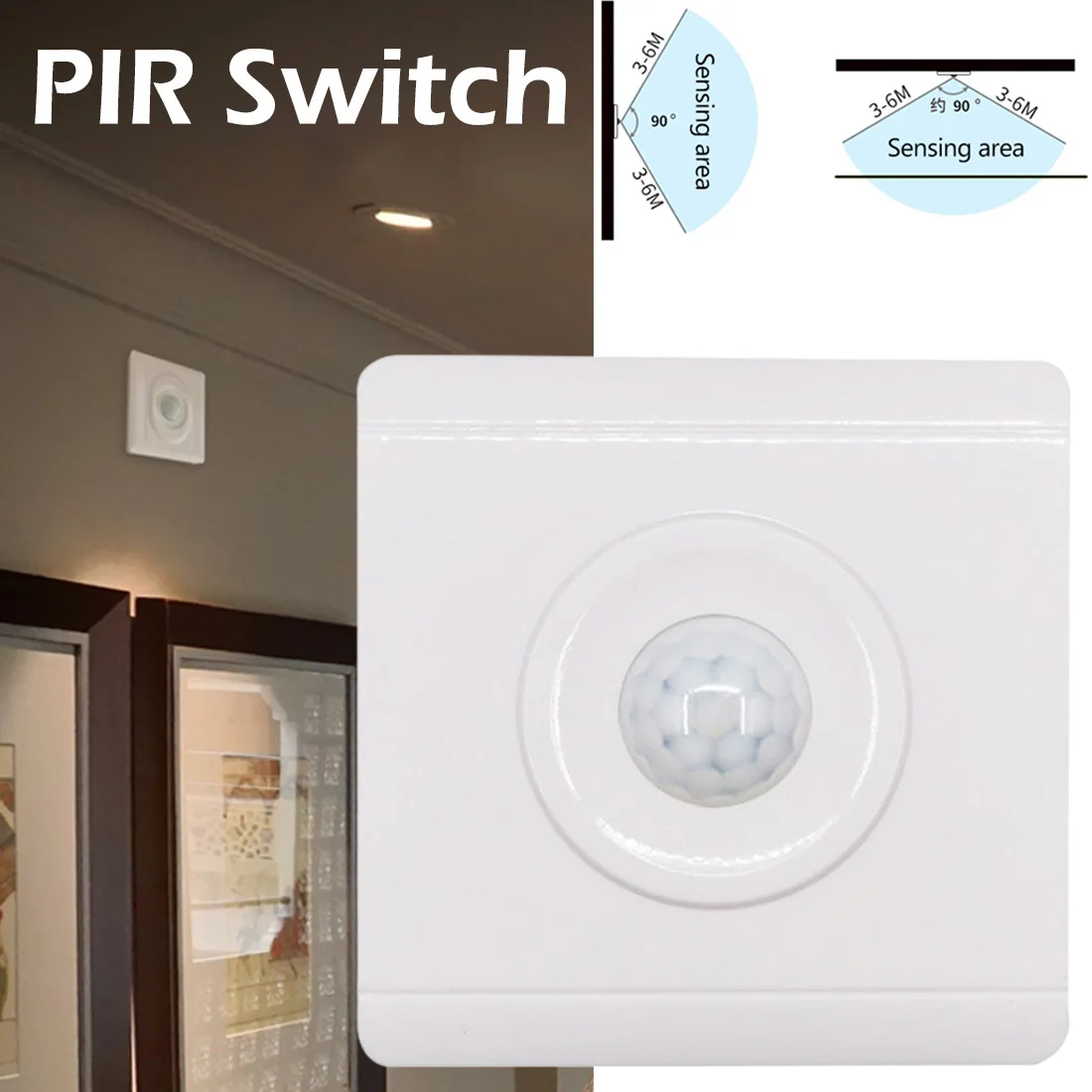 

Motion Sensor Switch Adjustable Mode Detector 220v 86 Wall Module For LED Light or Fan Infrared Induction Lamps switch