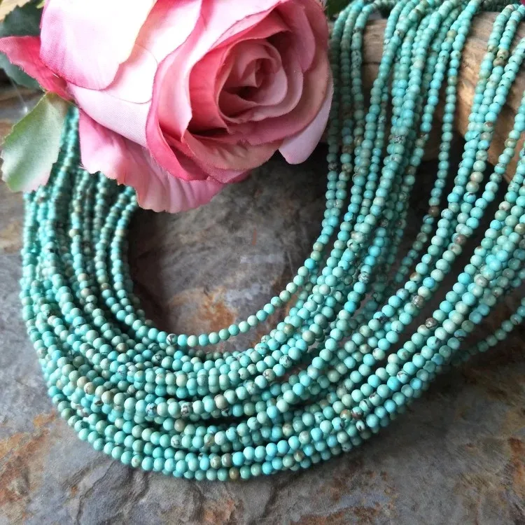 

Turquoise round 2mm 15" for DIY jewelry making loose beads FPPJ wholesale beads nature gem stone