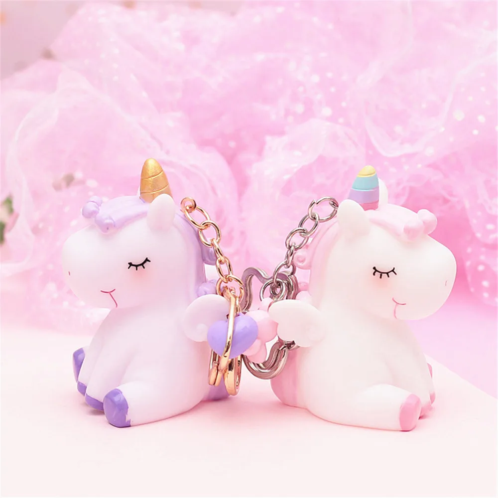 

New Unicorn Keychain Plush Pendant toy Squeezable sound venting Dolls kawaii Hairball Animal Horse Toys for Baby Girls Gift
