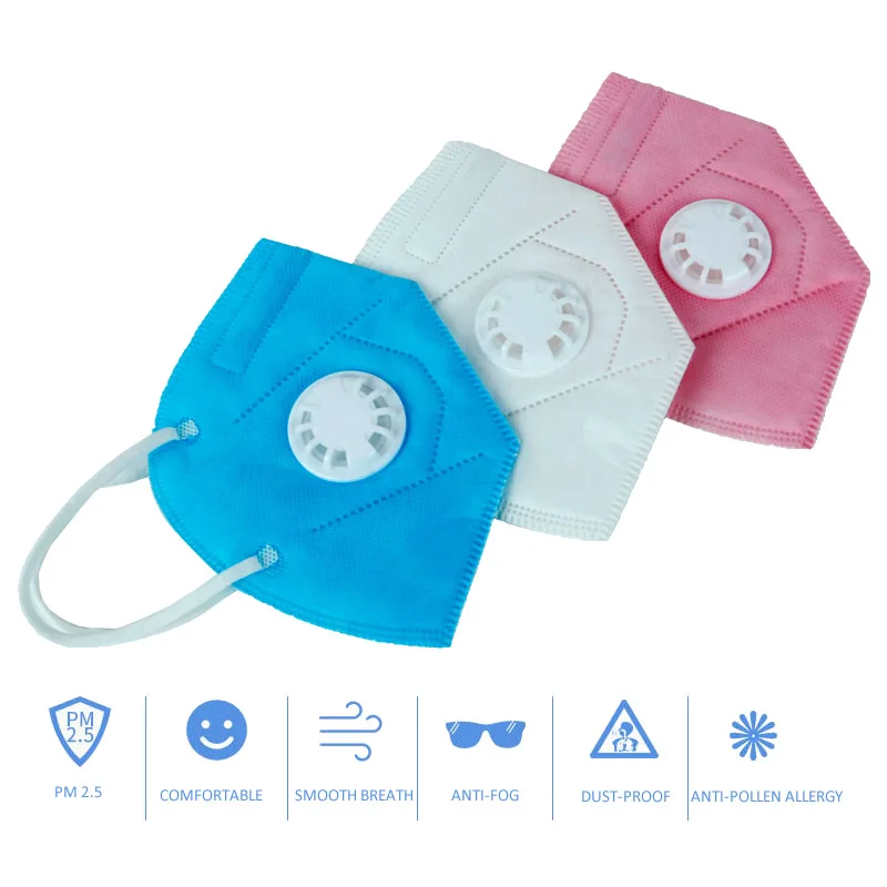 

10-Pcs Color Winter Fold Flat Dust Masks With Valves Disposable Dust-Proof Mask Respirator PM2.5 For Work Safety House Clean