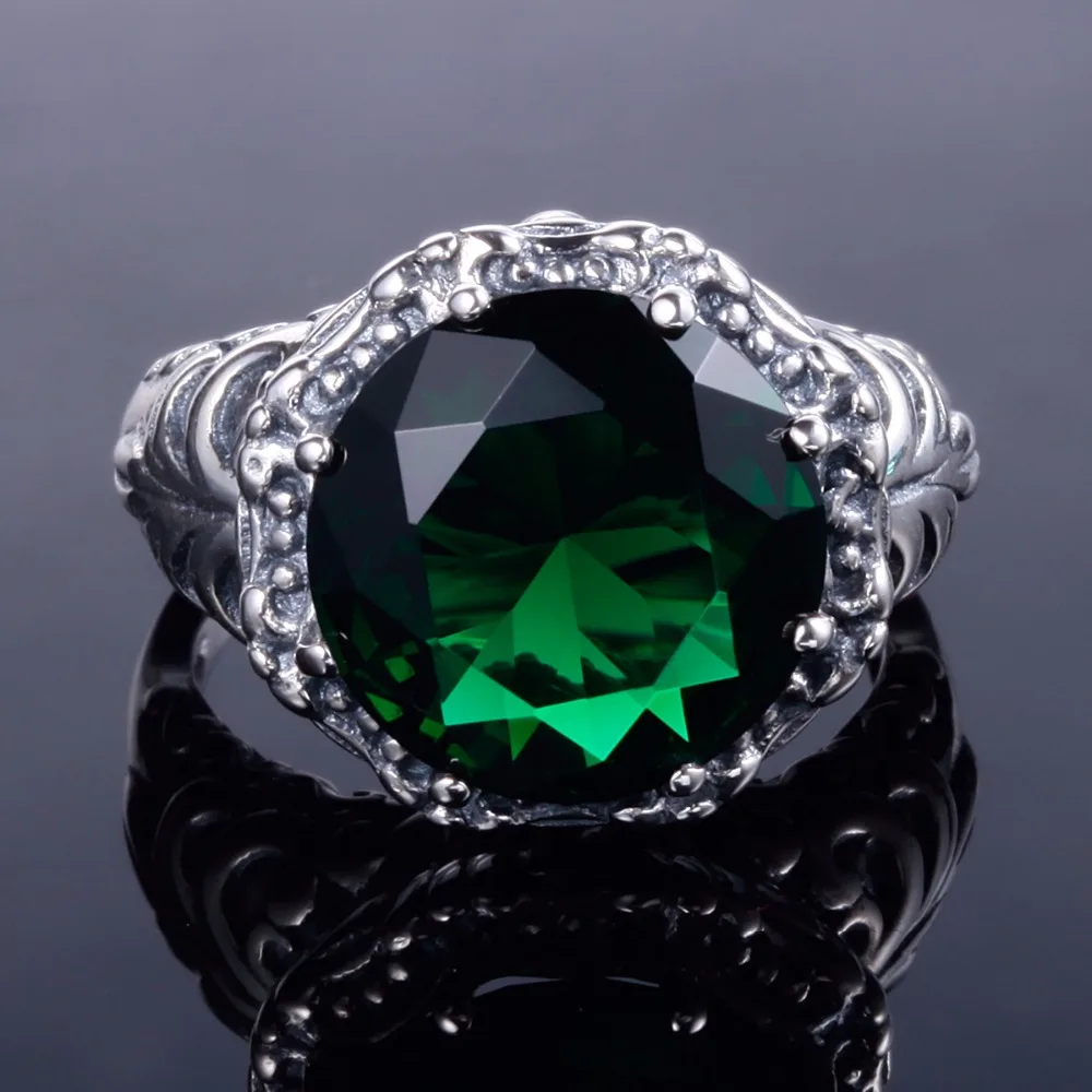 Роскошное классическое женское кольцо с изумрудным камнем 2.7ct Nano 925 пробы