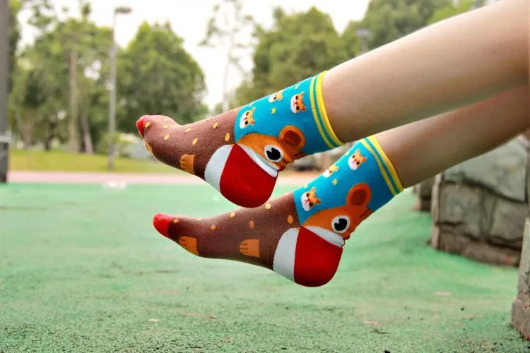 Горячие продажи новый стиль забавные носки с принтом для женщин мягкой дышащей высокие коттоновые носки с рисунками животных 3D милые