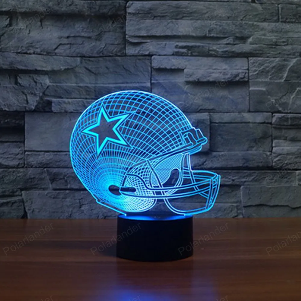 Colorful Novetly lighting night light Illusion Lamp with touch switch Dallas Cowboys 3d lights USB LED