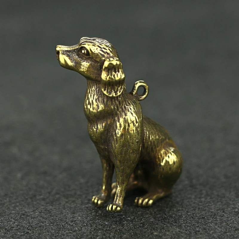 Charm Dog Pendant Necklace Statue Crafts Ornament Figurine Hanging Accessories Vintage Brass Home Office Car Desk Decoration