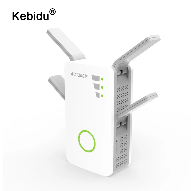 

kebidu Wireless Dual Band AC 1200M 2.4Ghz/5GHz Mini Router Wifi Range Repeater With 4 External Antennas US/EU Wall Plug with WPS
