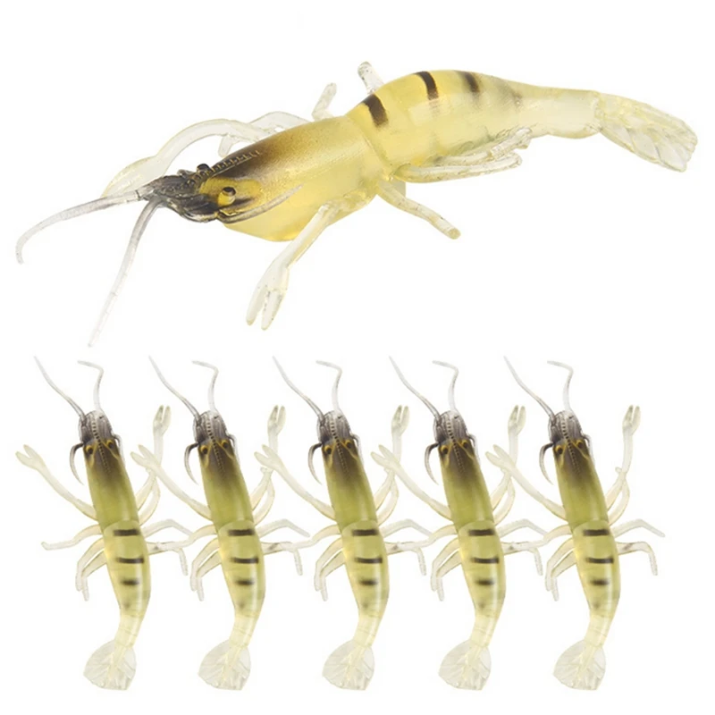 

5pcs/lot 5.5cm 1.5g Soft Transparent Fishing lure Artificial Lifelike Small Shrimp Lure Tail Spin Crankbait For Ocean Lake River