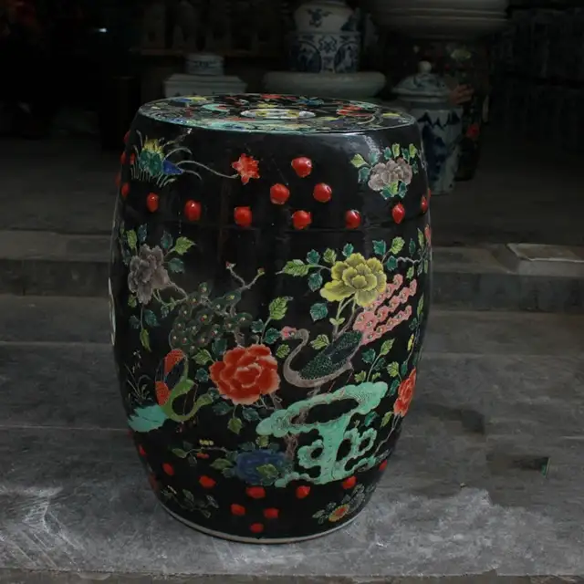 Black Crane Jingdezhen Porcelain Garden Stool Ceramic For