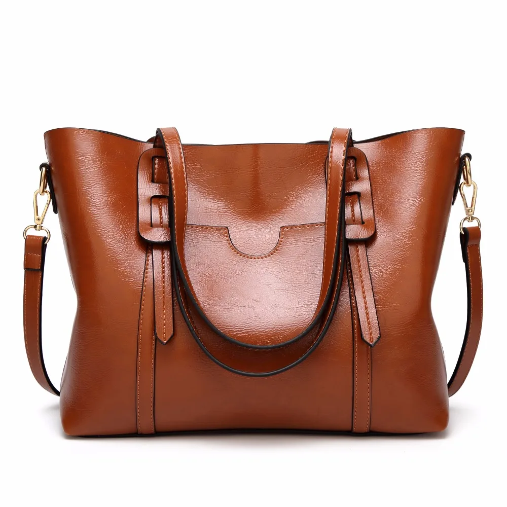 

Hot Sale Women PU Wax Coating Leather Minimalist Hand Bags& Crossbody Bags Open Pocket Satchels Lady Brown/Green/Coffee Color