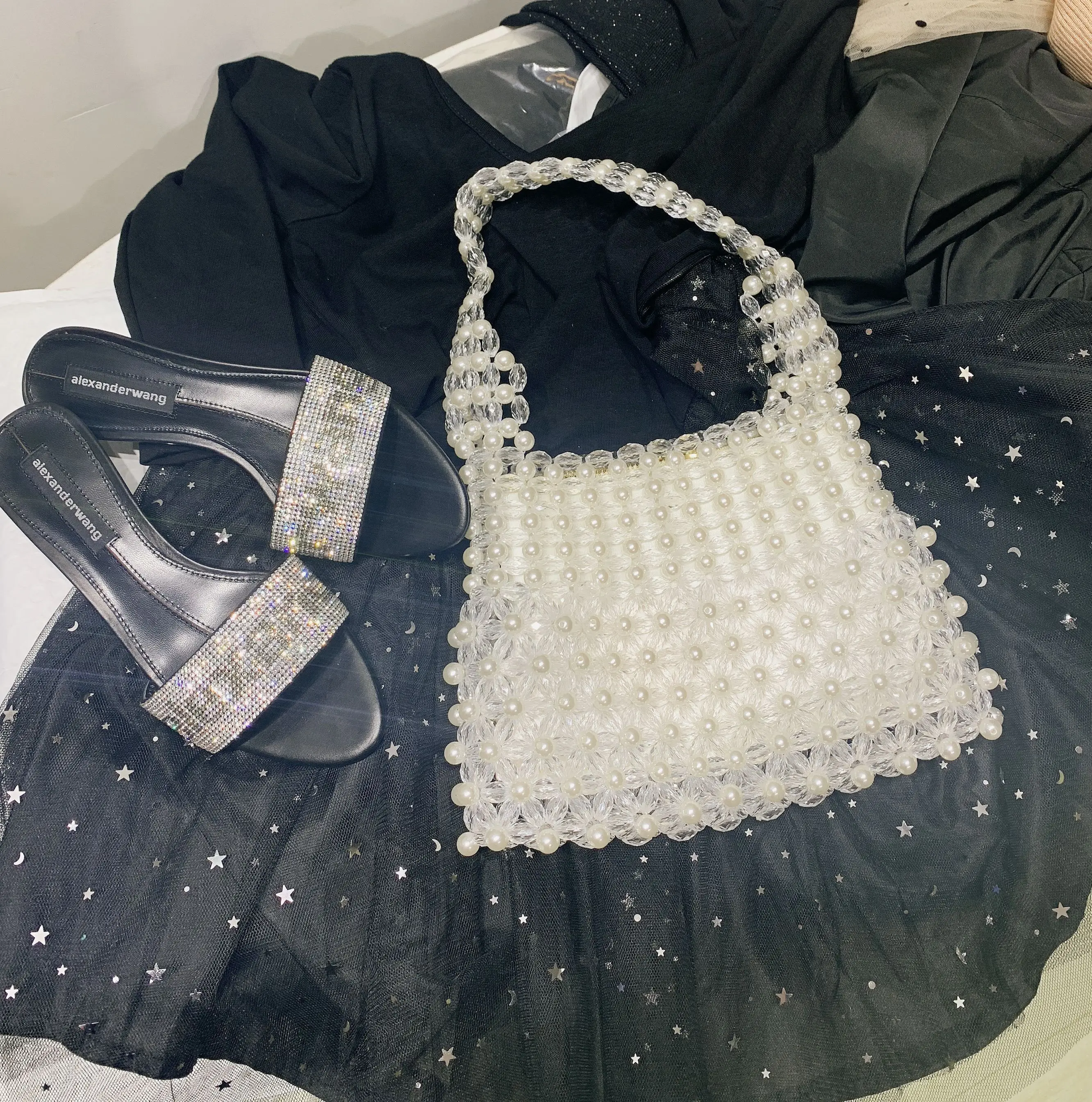 Cream Color Pearl Bags High Quality Wedding Handbags New Style Summer Bags Female Favor Design