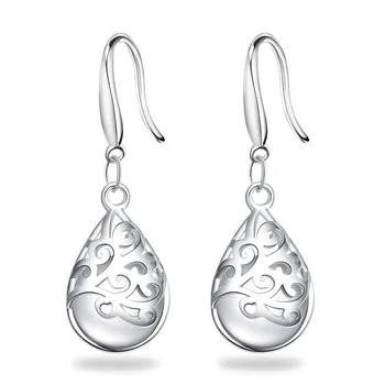 

100% 925 sterling silver fashion opal gem flower ladies drop earrings women jewelry female birthday gift drop shipping cheap