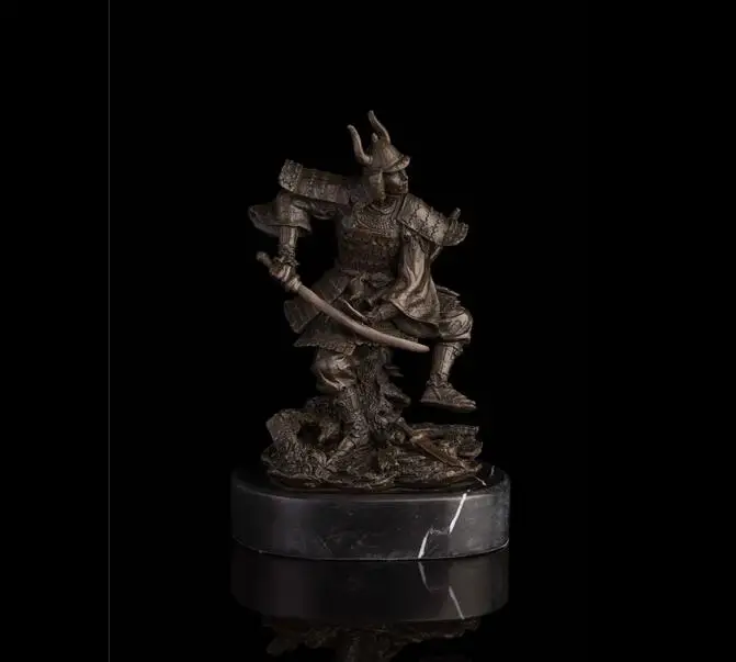 

22cm West Art Deco Sculpture Signed Pure Bronze Japanese Samurai statue