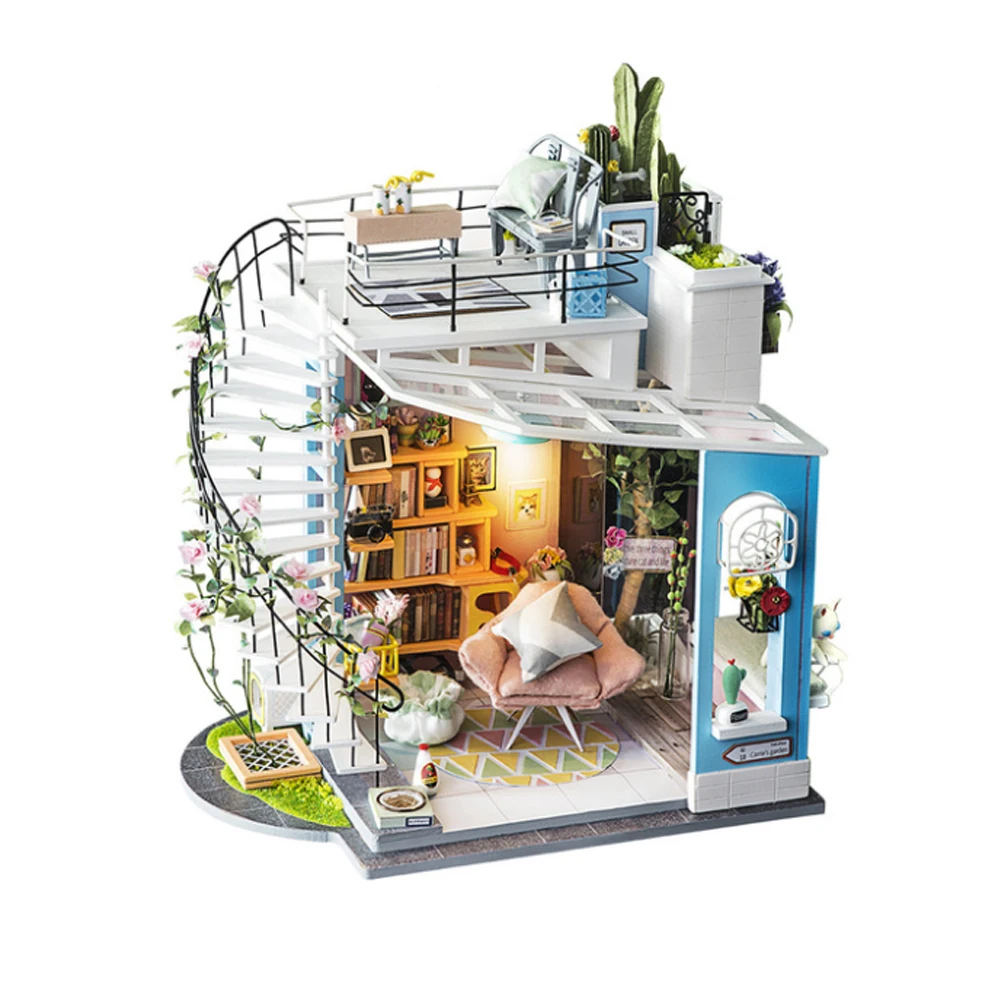 

DIY Dora's Loft with Furniture Children Adult Miniature Wooden Doll House Model Building Kits Dollhouse Toy R1