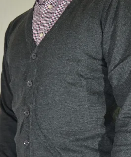 Модный стильный мужской кардиган из хлопка с v-образным вырезом - Цвет: dark-gray