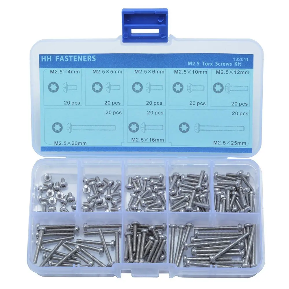 

M2.5(Thread Dia. 2.5mm) Torx Pan Head Machine Screws Kit (Pack of 160-piece)