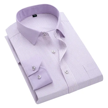 

Autumn New 2018 Striped Male Dress Shirt Formal Fashion Long Sleeve Business Men Casual Shirt Regular Fit Plus Size S- 5XL