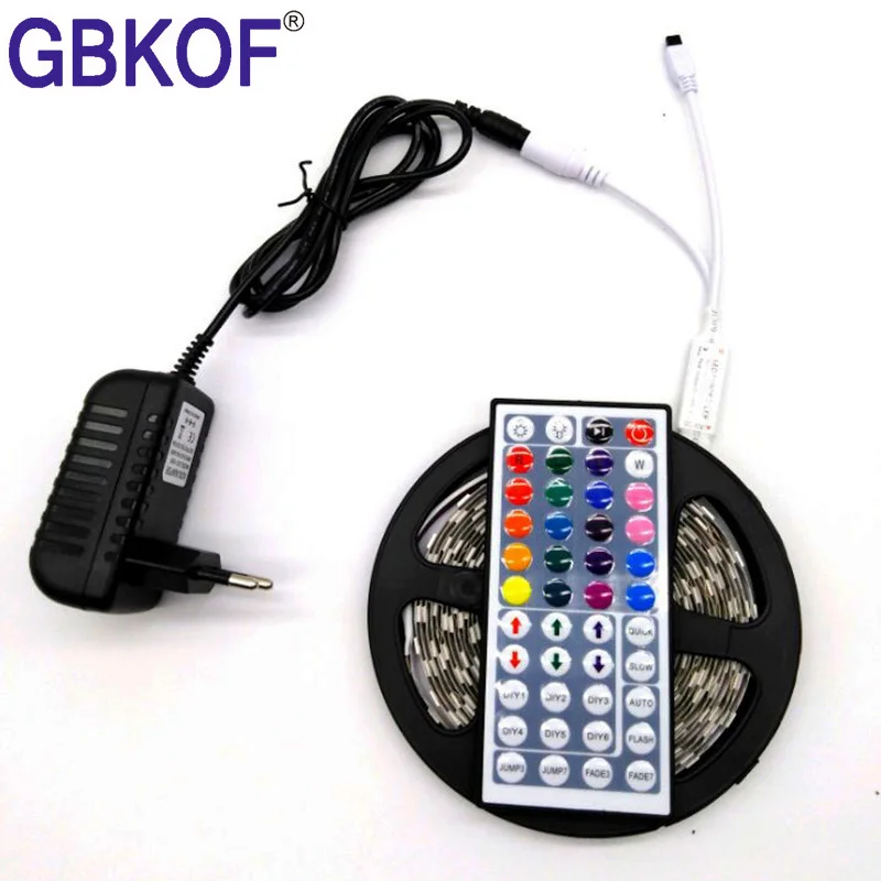 cheap 10M RGB LED Strip 5M 5050 SMD LED Light Tape Flexible Ribbon Waterproof IR Remote Controller DC 12V Power Adapter Full set