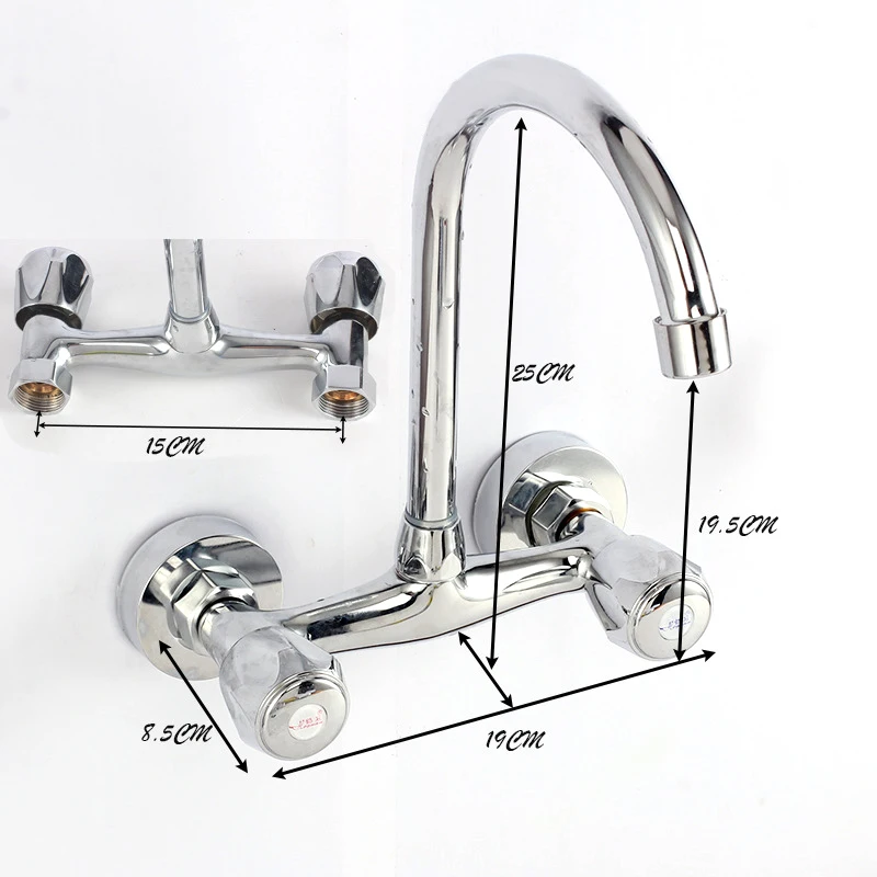 Double Handle Wall Mounted Basin Faucets Hot and Cold Water Shower Faucets Dual Hole Bathroom Sink Wash Basin Water Mixer Tap basin faucet,bathroom faucet
