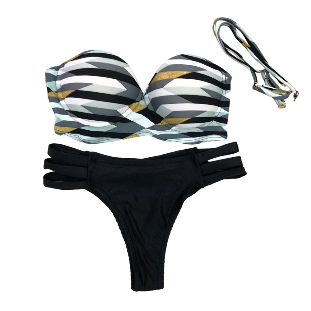 2019 women's summer sexy swimsuit bikini set print split swimsuit push up beach bikinis e fatos de banho bikinis mujer 40J13 (6)
