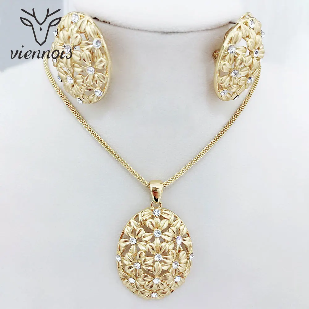Viennois розовое золото/золото цвет полые Овальный Цветок горный хрусталь кристалл